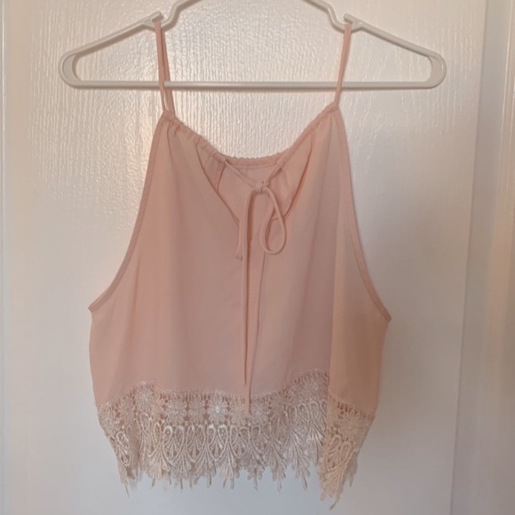 Cropped pink chiffon tank. Urban Outfitters - staring at stars. Size M. $15 - Picture 2 of 3